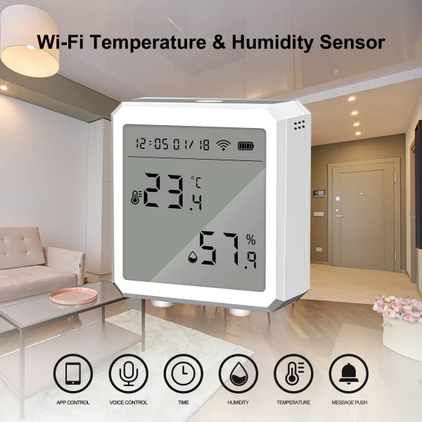 GIRIER Tuya Smart WiFi Temperature Humidity Sensor with LCD Screen Wireless Smart Thermometer Hygrometer Works Alexa Hey Google - Image 2