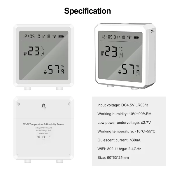 GIRIER Tuya Smart WiFi Temperature Humidity Sensor with LCD Screen Wireless Smart Thermometer Hygrometer Works Alexa Hey Google - Image 6