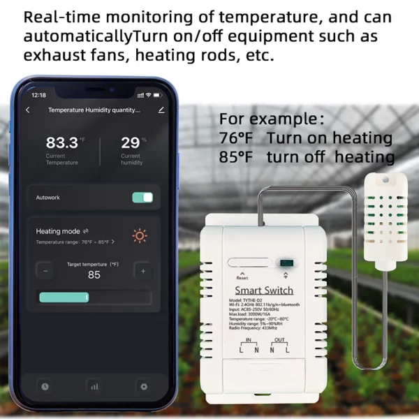 Tuya Smart Life WiFi Switch Thermostat Temperature and Humidity Monitoring with Energy Consumption Monitoring For Alexa Google - Image 5