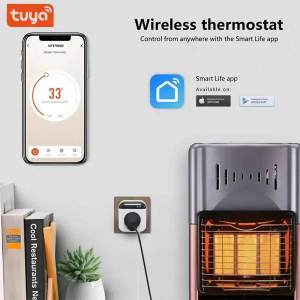 Wifi Tuya Smart Programmable Thermostat Plug Smart Socket Temperature Controller Outlet Wireless Plug-in Socket APP Control - Image 3