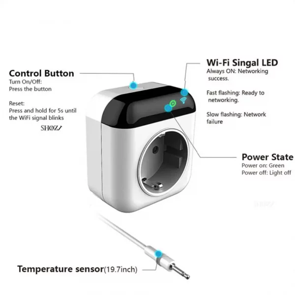 Wifi Tuya Smart Programmable Thermostat Plug Smart Socket Temperature Controller Outlet Wireless Plug-in Socket APP Control - Image 6